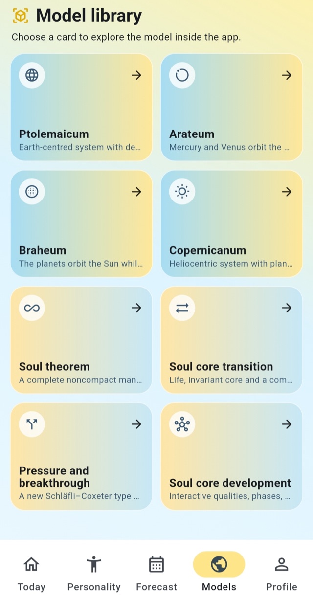 SoulMap model library screen